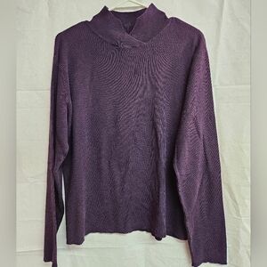 Coldwater Creek Knit Long-Sleeve Pullover in Deep Plum